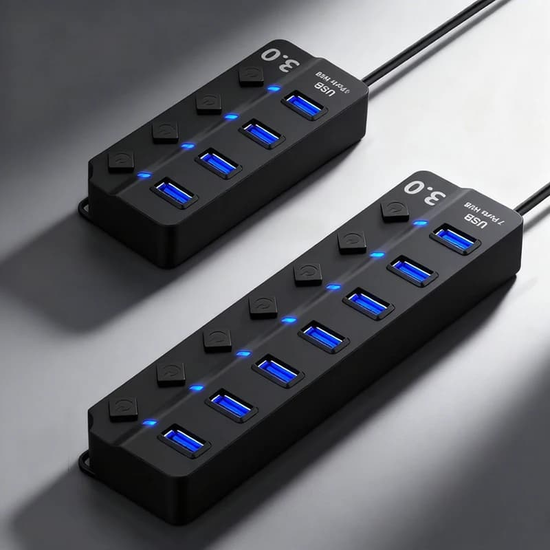 【C】1Pc USB3.0 HUB 4in1 7in1 USB Splitter .0 USB Adapter Multi-Port Independent Power Switch Extender 30CM Cable
