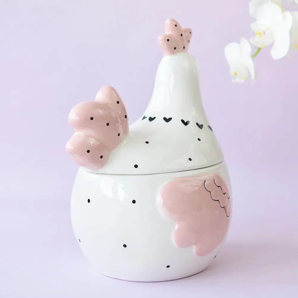 Contenitore Ermetico in Ceramica a Forma di Gallina per Uova, Frutta Secca, Caramelle e Snack - Organizer da Cucina Sigillato per la Casa