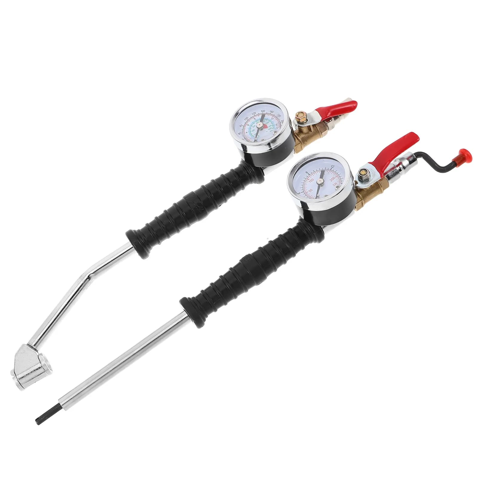 2 Pezzi Manometro Pressione Pneumatici con Impugnatura a Sgancio Rapido, Strumento Gonfiatore per Pneumatici Auto e Camion, Compressore d'Aria Portatile per Carichi Pesanti