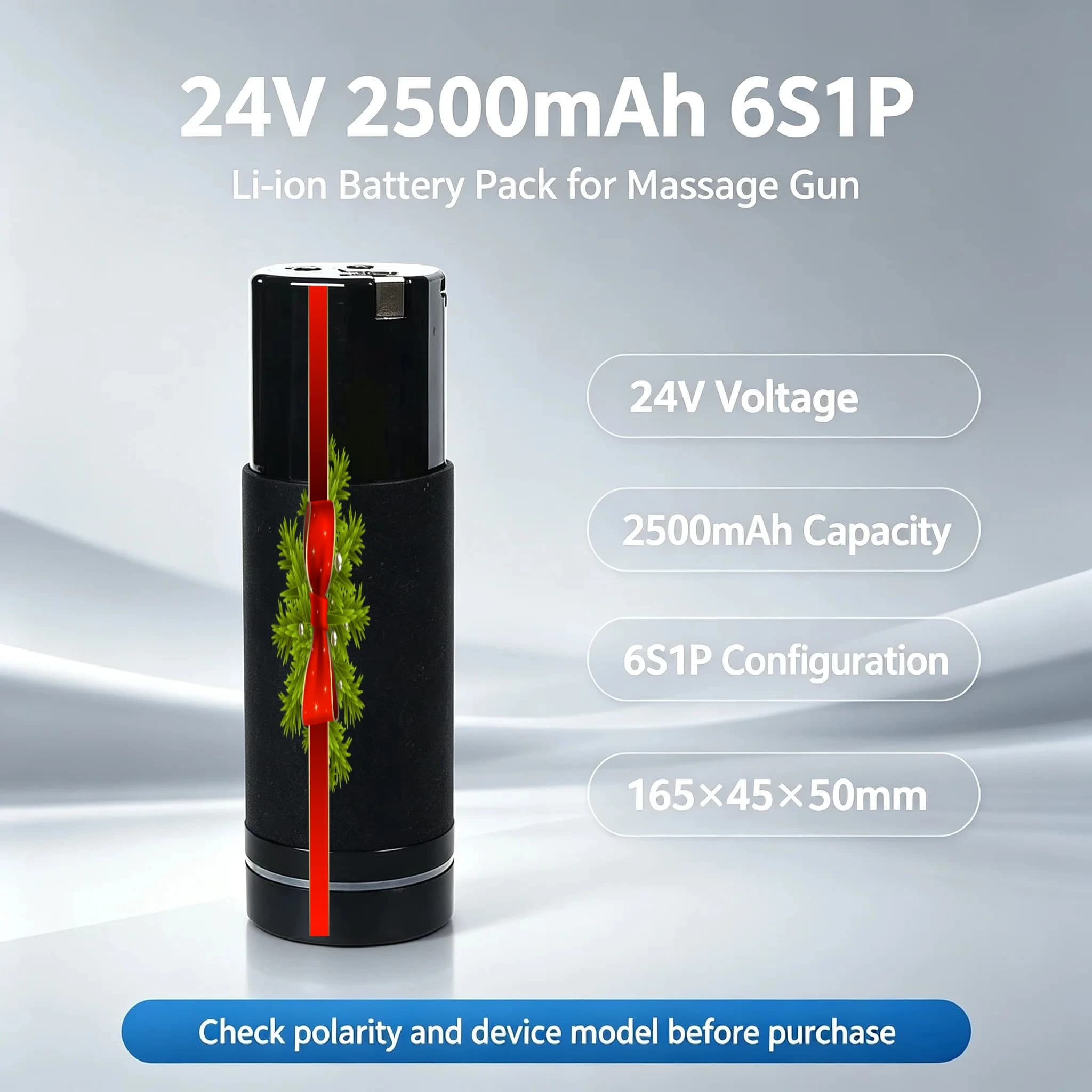 24V 2500mAh Li-ion Battery for Massage Gun, Replacement for Fascia Gun Muscle Relaxation