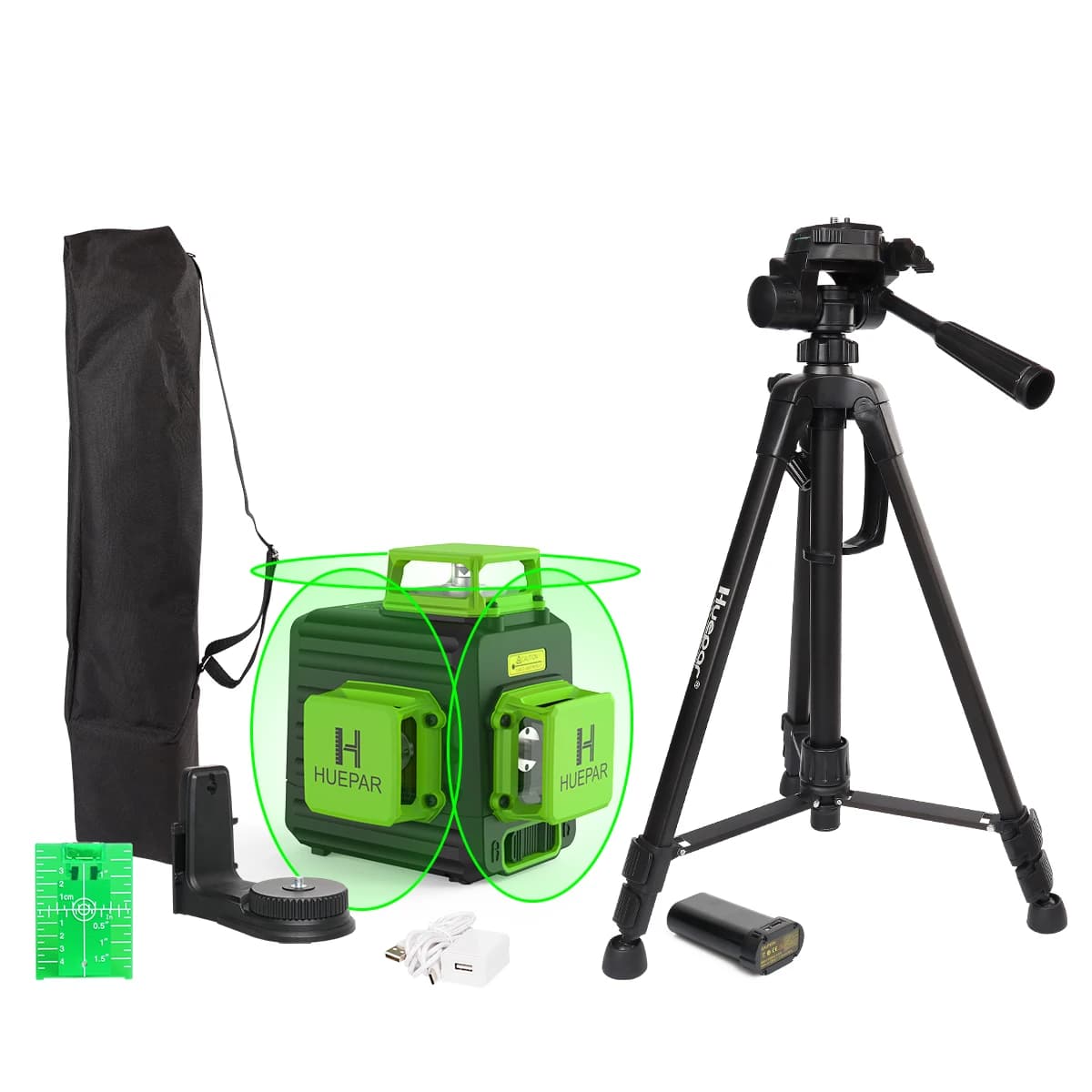 Huepar 12 Lines Laser level B03CG with Tripod Horizontal and Vertical Cross Lines with 360°Auto Self-Leveling Laser Tools