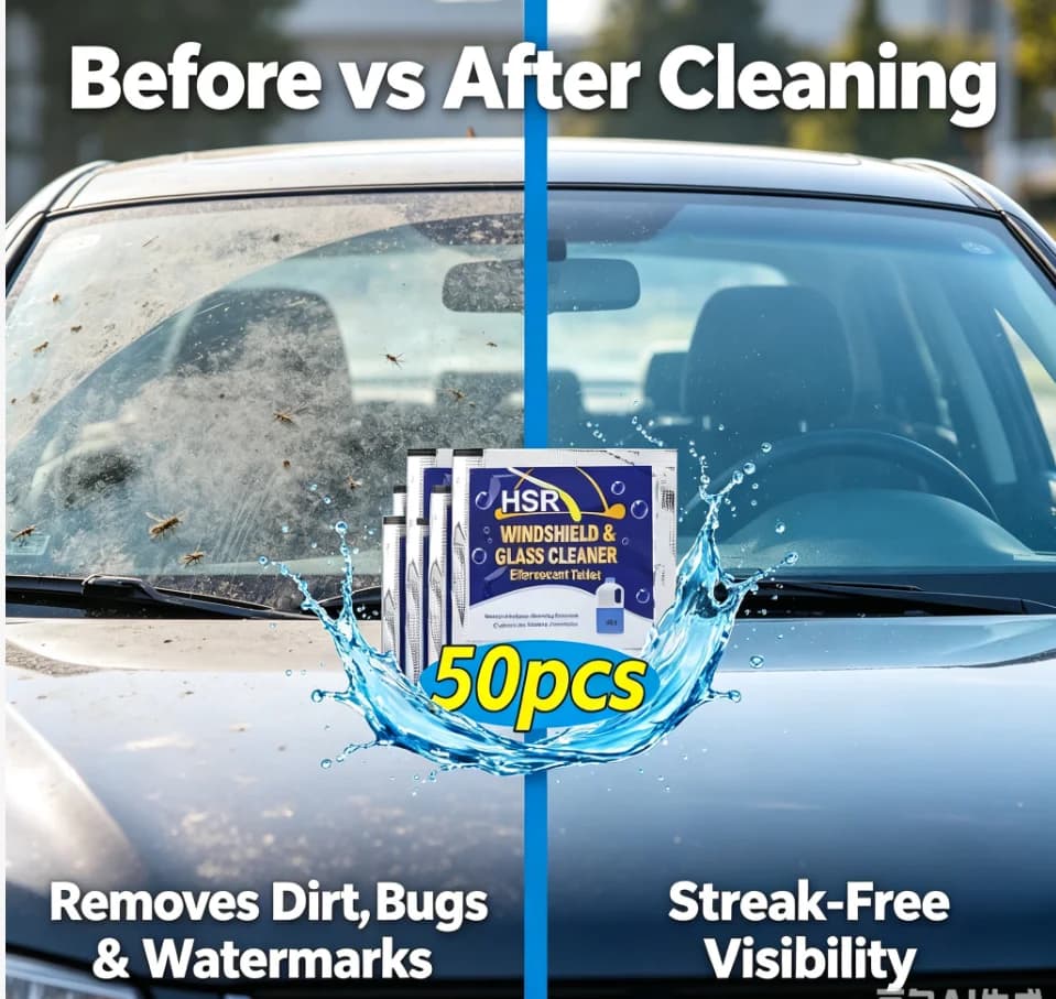Car Windshield Cleaner & Hydrophobic Water Repellent Spray Combo - Anti-Rain Coating Effervescent Tablets for Auto Glass