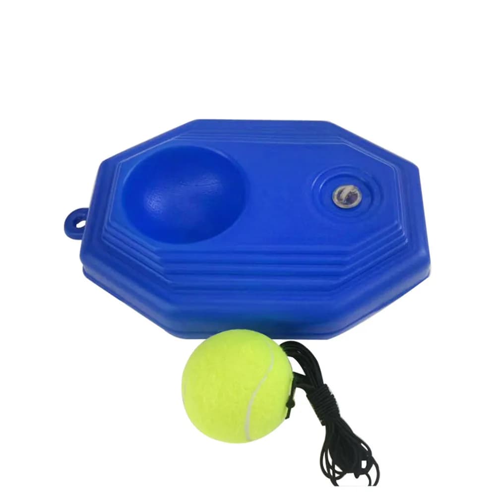 Attrezzo per Allenamento Tennis con Corda Elastica Blu, Base Stabile per Pratica Individuale, Dispositivo Portatile con Maniglia per Giardino e Parco