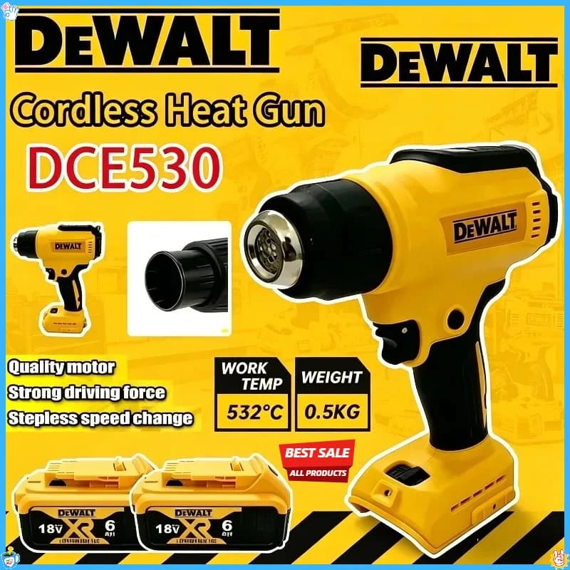 Pistola Termica Dewalt 300W Senza Fili Brushless DCE530, Soffiatore Termico ad Alta Potenza per Saldatura e Termoretrazione, Compatibile con Batterie Dewalt