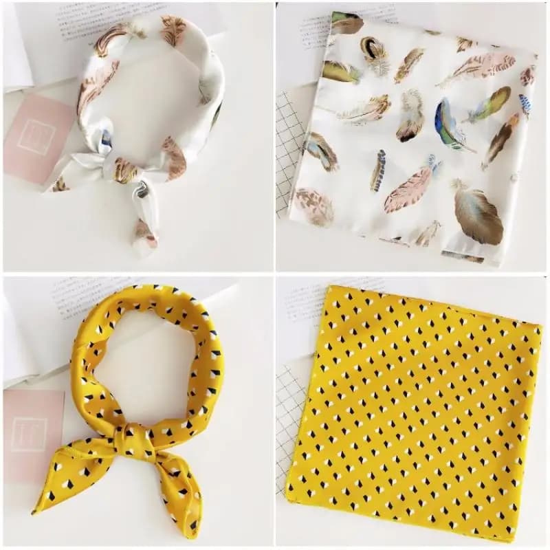 DS 1 pz Fascia per capelli alla moda, Accessori per borse, Foulard quadrato, Sciarpa effetto seta, Hijab in raso per donna