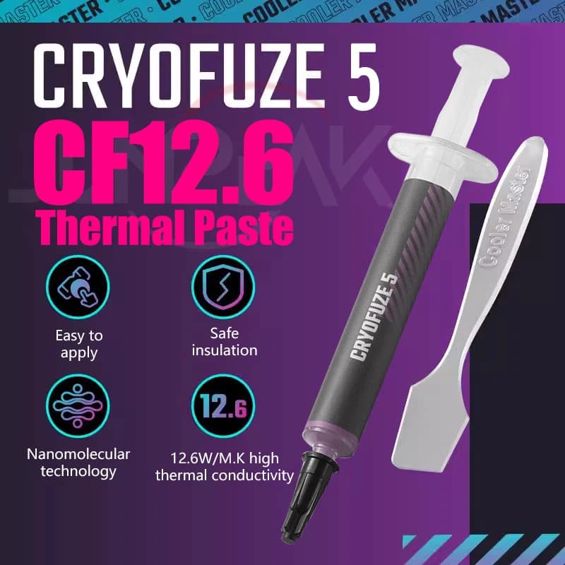 Pasta termica Cooler Master Cryofuze 5 12.6W 14W, composto per la conduzione del calore, per computer, PC, laptop, CPU, GPU, scheda video