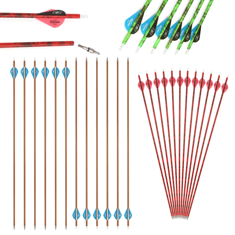 12 pz 31.5 Pollici Tiro Con L'arco Freccia In Carbonio Spine 500 ID6.2mm OD7.8mm 100Gr Punte di Freccia 2 "Gomma Piuma Tiro Caccia Bersaglio