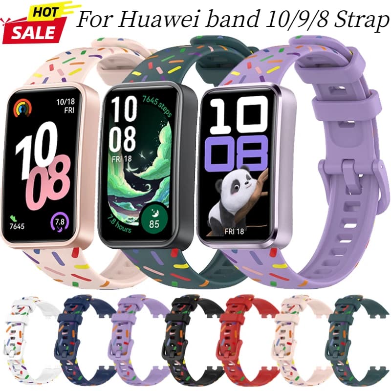 Cinturino in silicone morbido stampato per Huawei Band 10 Smartwatch sportivo Comodo cinturino per Huawei band 9/8 Accessorio Correa