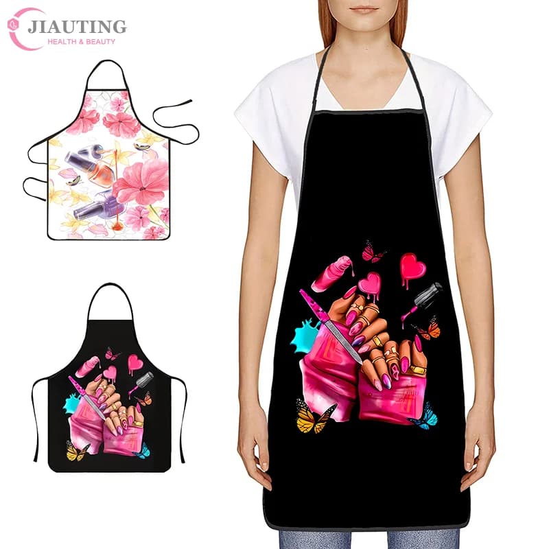 Printing nail polishes Beauty kitchen Woman apron House cleaning apron Living room Kitchen home Cooking Cooking Manicure Workwear