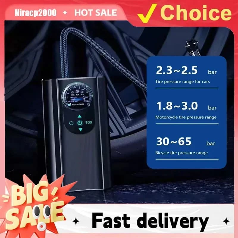 Nuova pompa per gonfiaggio pneumatici auto 12V, mini pompa ad alta precisione, gonfiaggio rapido, pompa elettronica gonfiabile per moto, auto, bicicletta