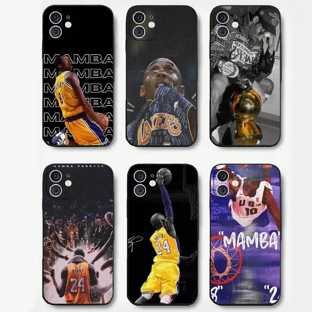 Stella del basket Mamba Viola Oro Army KB Custodia per telefono in silicone morbido per IPhone 16 15 14 13 12 11 Plus Pro Max Plus
