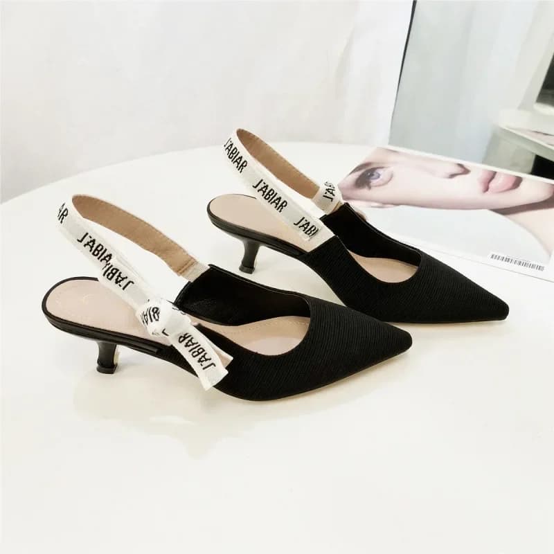 New Women's Versatile Sandals Fashion Cat Heel Letter Shoes Roman Style Medium heels Low cut shoes Sexy luxury party décolleté