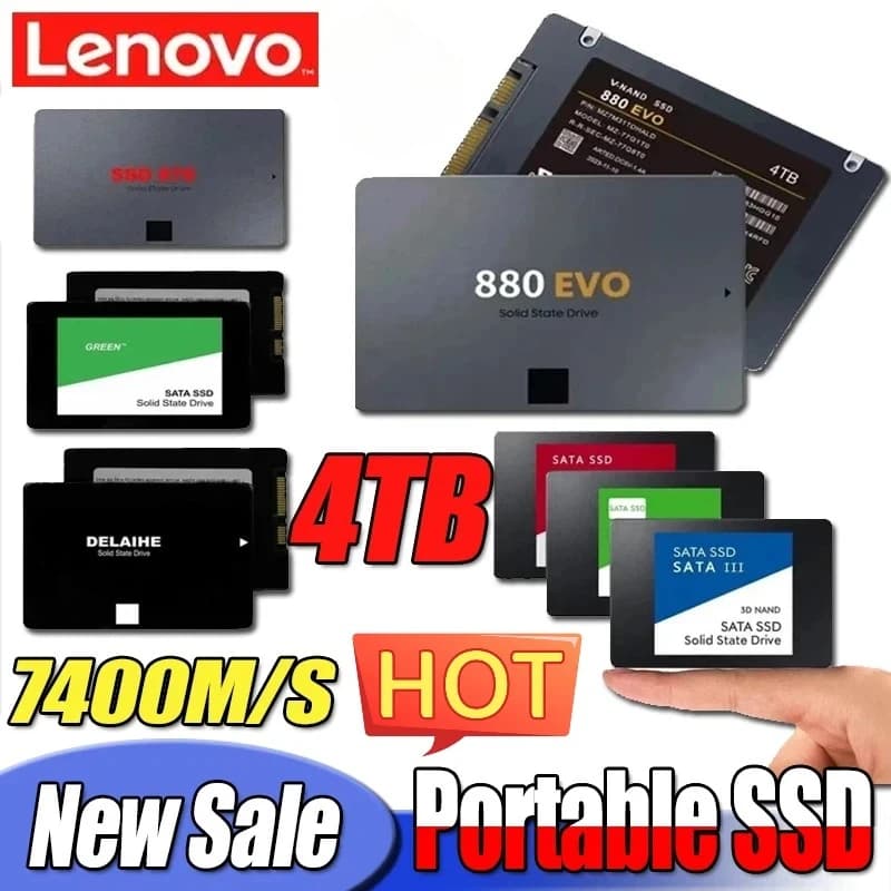 New Lenovo SSD 4TB External Hard Disk For Internal Hard Drive Sata3 Interface Portable High Speed Solid State Drive For Laptop
