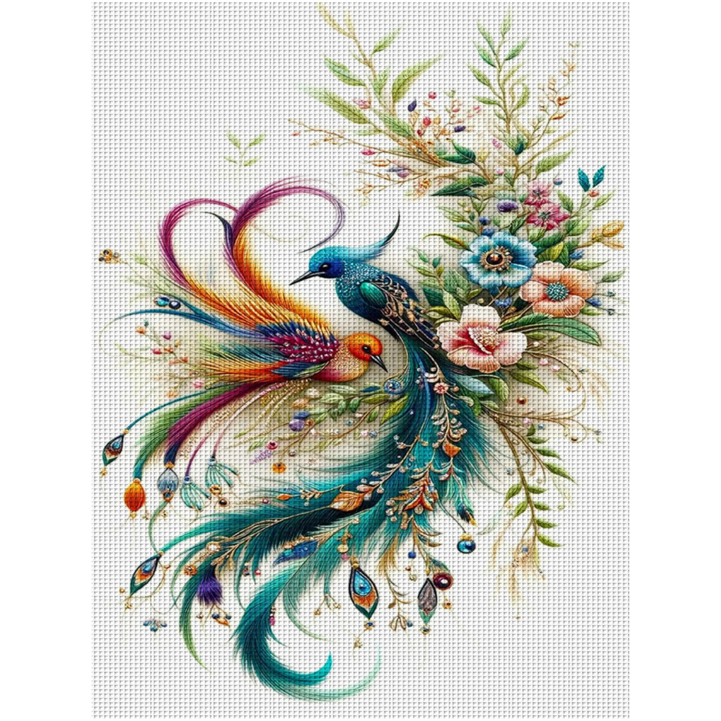 Kit Punto Croce Phoenix Fai da Te 11CT, Ricamo per Decorazione Murale, Regalo Artigianale, Materiale Senza Cornice Semi-Finito 36×46cm