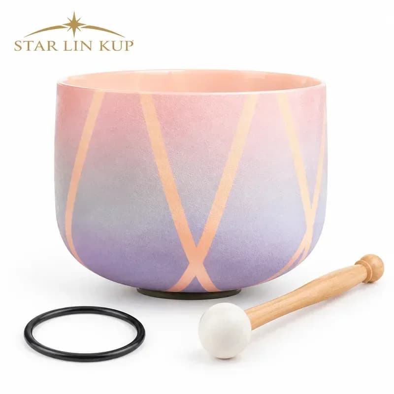 STAR LINKUP 6 Inch Paris Morning Fog Color Quartz Singing Bowl,432Hz/440Hz Sound Healing Instrument With Mallet Yoga Meditation