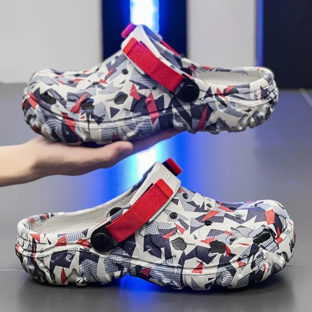 Zoccoli da uomo, Ciabatte estive da spiaggia, Sandali da giardino, Sandali piatti mimetici, Sneakers da uomo, Infradito da esterno, Zoccoli da casa