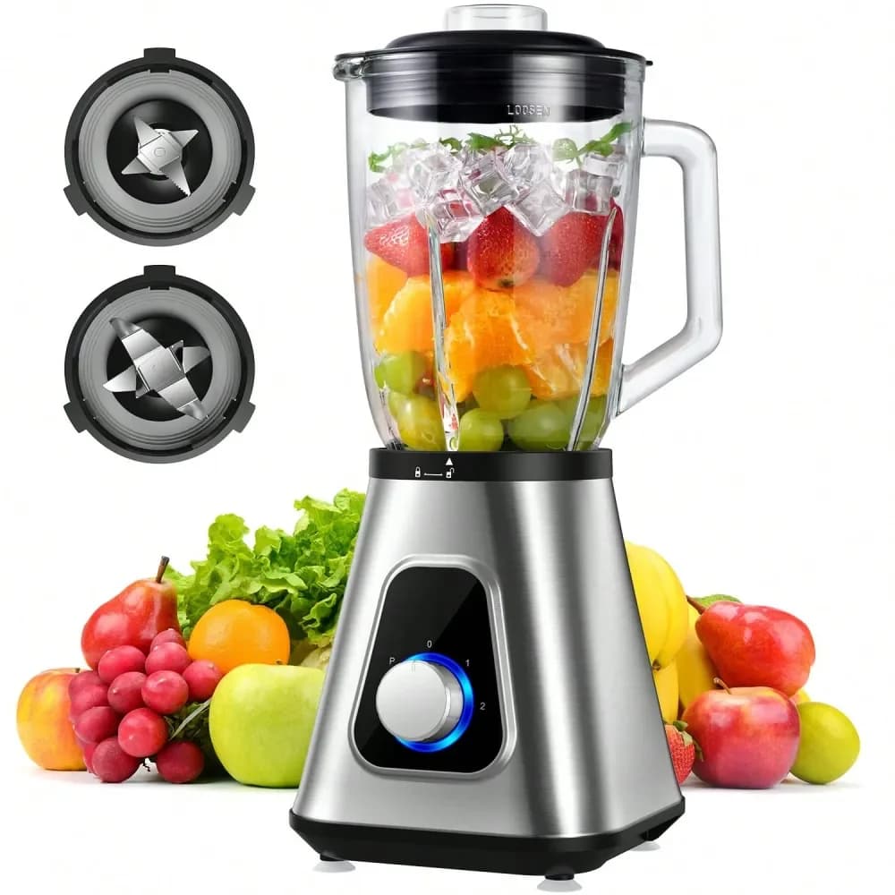 Frullatore da banco, potenza massima 1200 W, caraffa in vetro da 52 once, tazza da viaggio da 22 once, 3 velocità regolabili per bevande alla frutta congelata, Sm