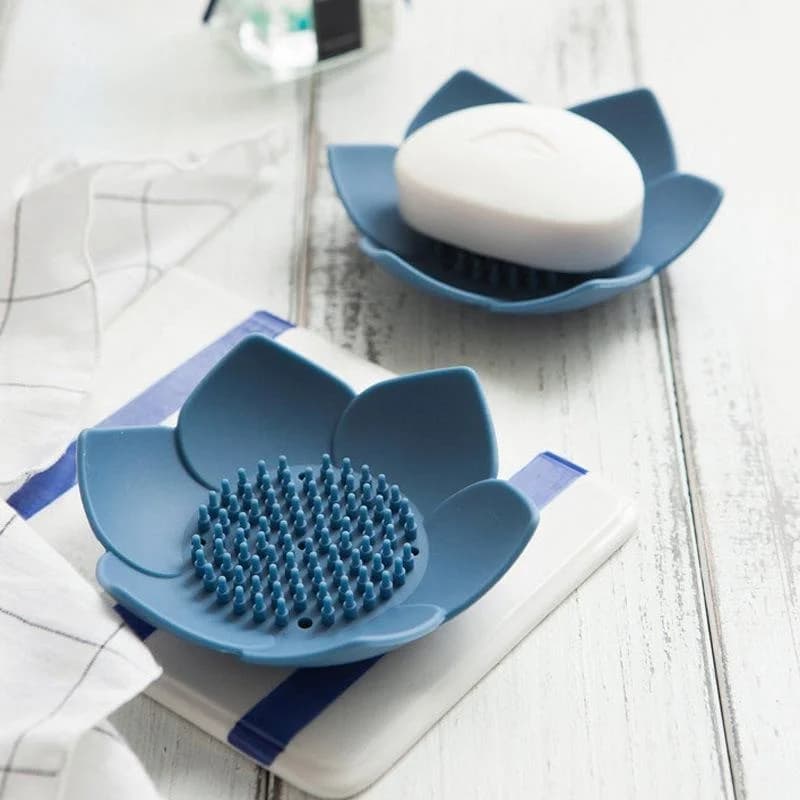 New Concise Design Silicone Lotus Soap Shelf Creative Soap Box Bathroom Student Non Perforated Soap Storage Box Home Supplies