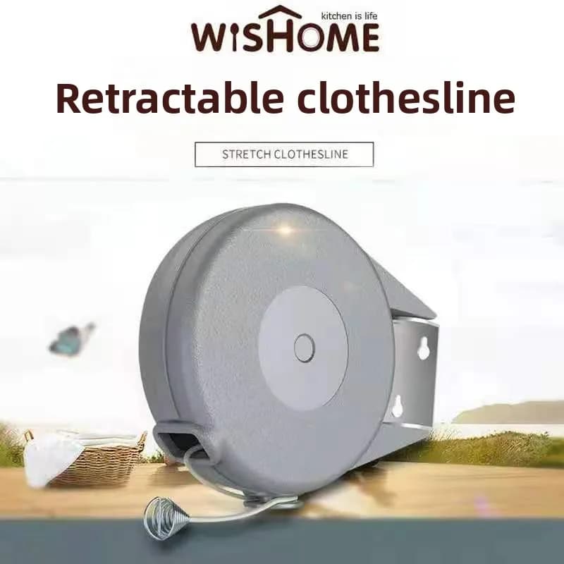 Somenie clothesline retractable, non-punching, bold and non-slip invisible drying rack can store 12 meters