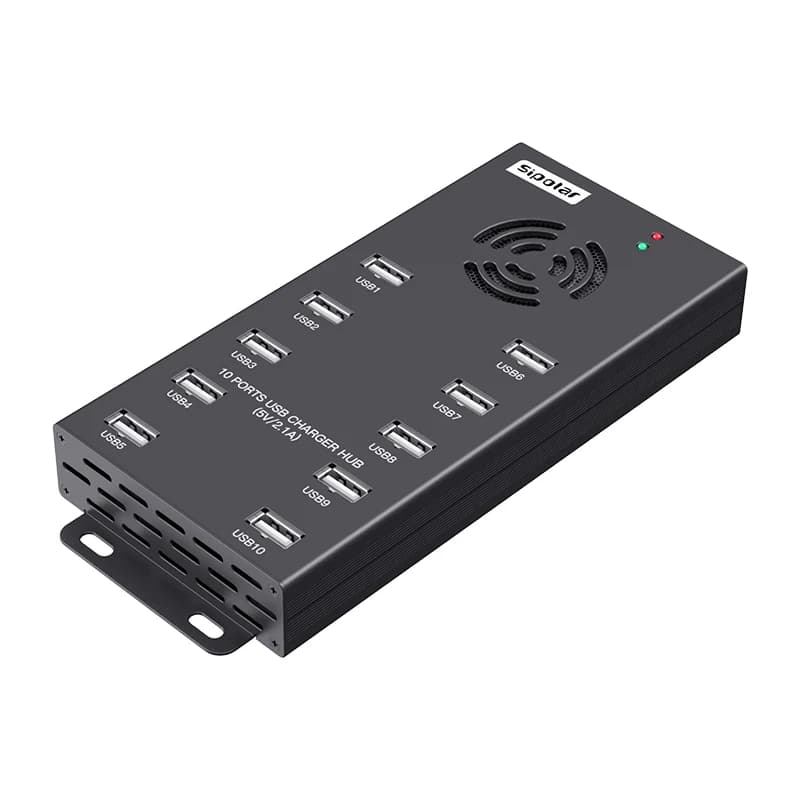 Hub USB Sipolar A-400 a 10 Porte, Hub USB Industriale 2.0 con Ventola per Computer, Docking Station per Telefono