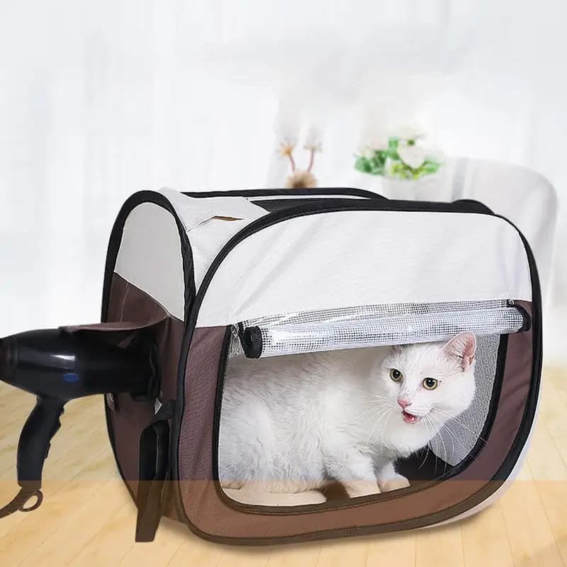 Scatola per asciugare cani Gabbia per asciugatrice per gatti e cani Anti-capelli volanti Accessori per toelettatura animali domestici per viaggi Casa Vacanza all'aperto al coperto