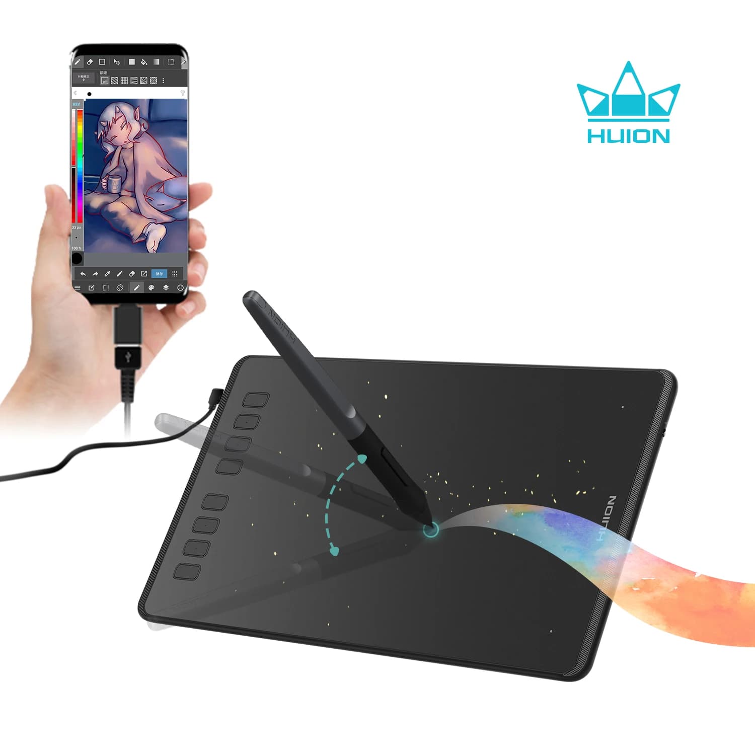 HUION H950P tavoletta grafica da 9 pollici tavoletta con penna da disegno digitale con funzione di inclinazione dello stilo a 8192 livelli senza batteria 8 tasti di stampa