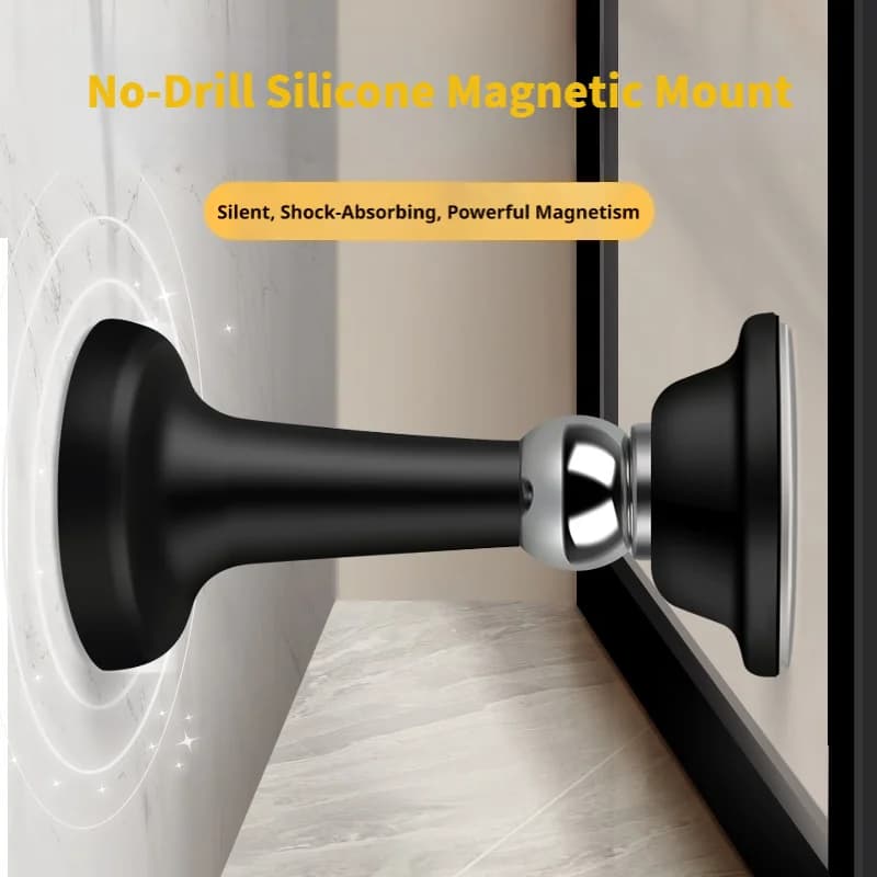 Drill‑Free Magnetic Door Stopper for Bathroom, Strong Magnet Silent Anti‑Collision Door Catch, Wall & Tile Protector Silicone Do