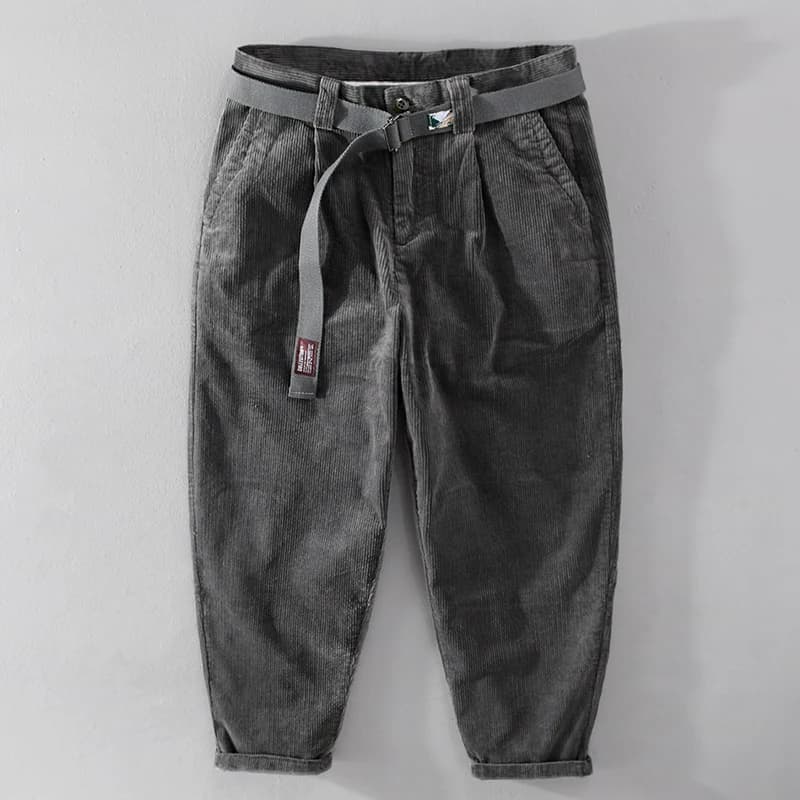 Designer New Thick Corduroy Cotton Pants Men Brand Trend Retro Stright With Belt Trousers 29-36 Pantalones Hombre Drop Shipping