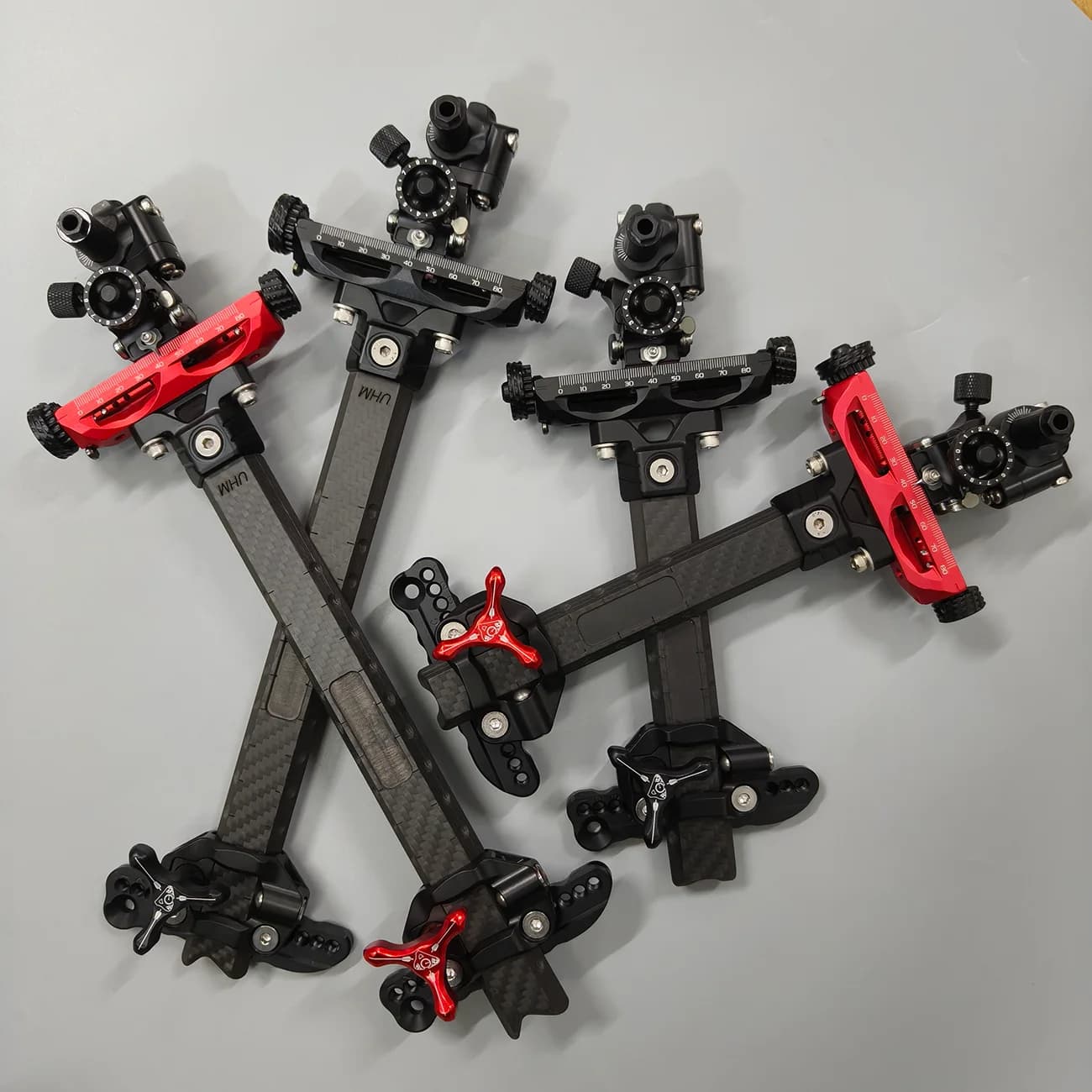 6/9 Inch Micro Adjust Target Archery Sight Mount 2 Hole Bracket for Comp，Carbon Fiber Recurve Bow Sight Extension Bar