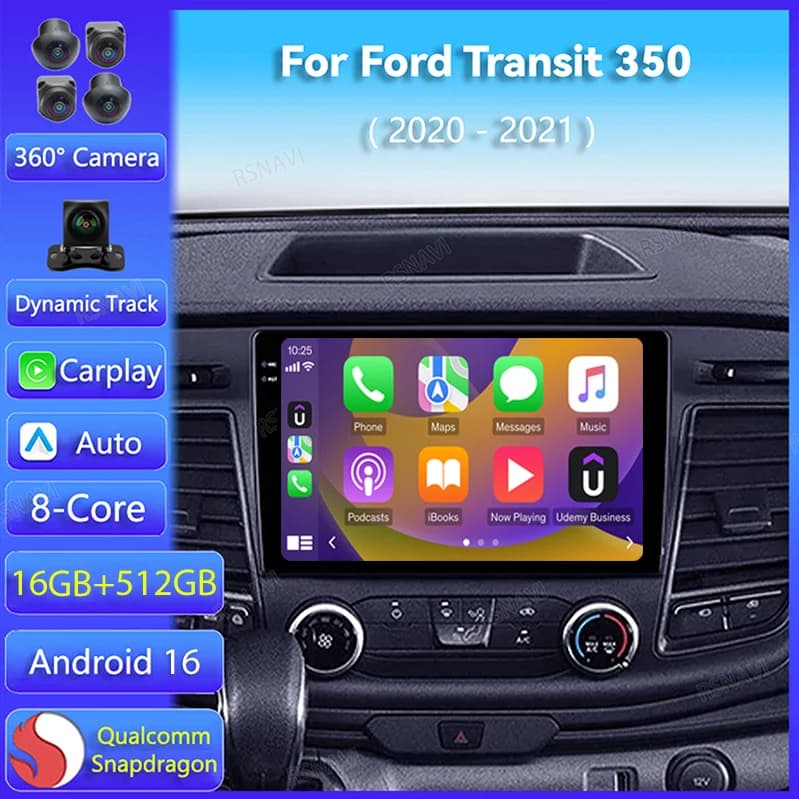 Android 15 Carplay Auto Per Ford Transit 350 2020 2021 Auto Radio di Navigazione 360 Macchina Fotografica Stereo Multimediale 2K Schermo Lettore Video