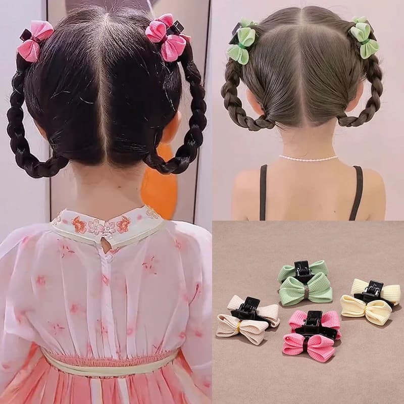 2 pz/set Double-sided Bowknot Piccole Artigli Clip Della Ragazza Della Principessa Dolce Clip di Capelli Trecce Tornante Copricapi Accessori Per Capelli Per Bambini