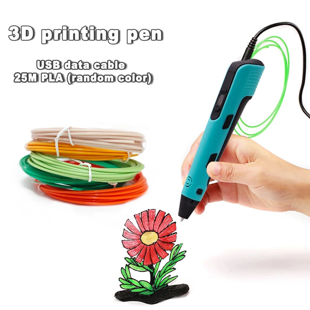 3D Printing Pen Print pen for stereocopical design with LCD screen 25M Color Filaments PLA Creative Christmas Gift 25M Consumption