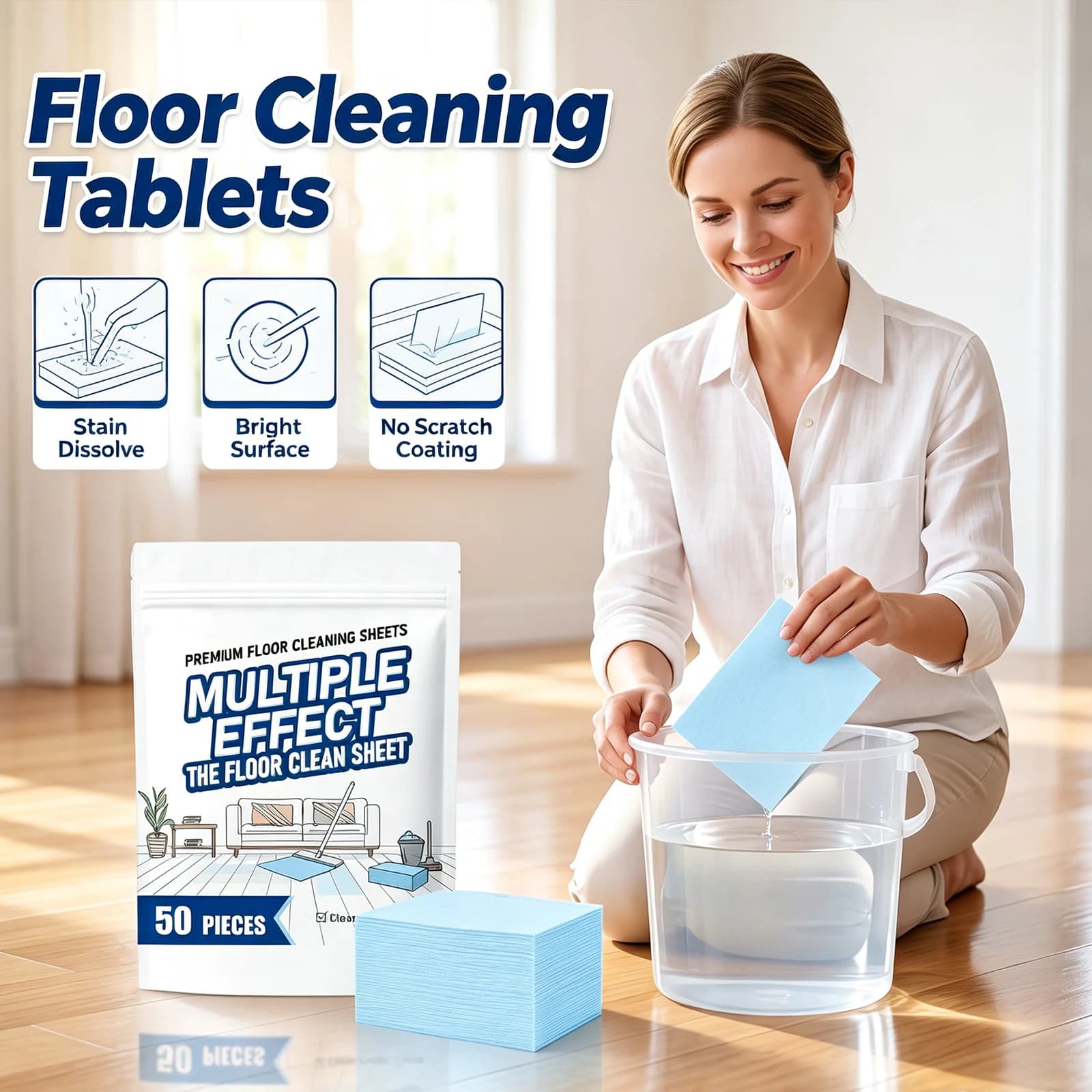 Concentrated Mopping Cleaning Tablets Universal Tile Wood Composite Floor Stain Remover Stain Dissolve Bright Surface Coating