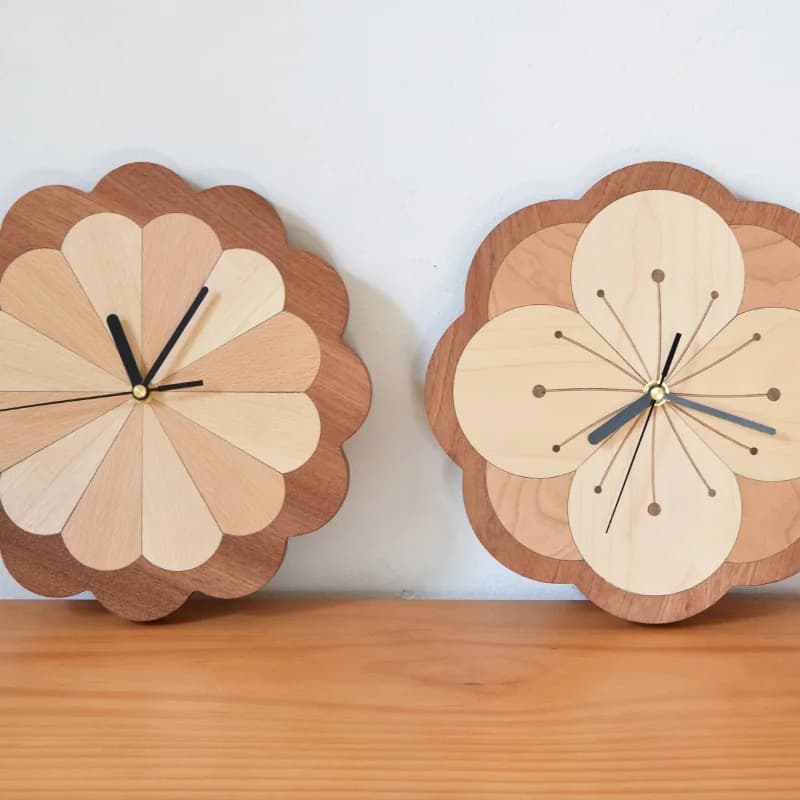 Orologio a fiori, orologio silenzioso in legno massello, soggiorno, casa, creativo, orologio da parete nordico giapponese