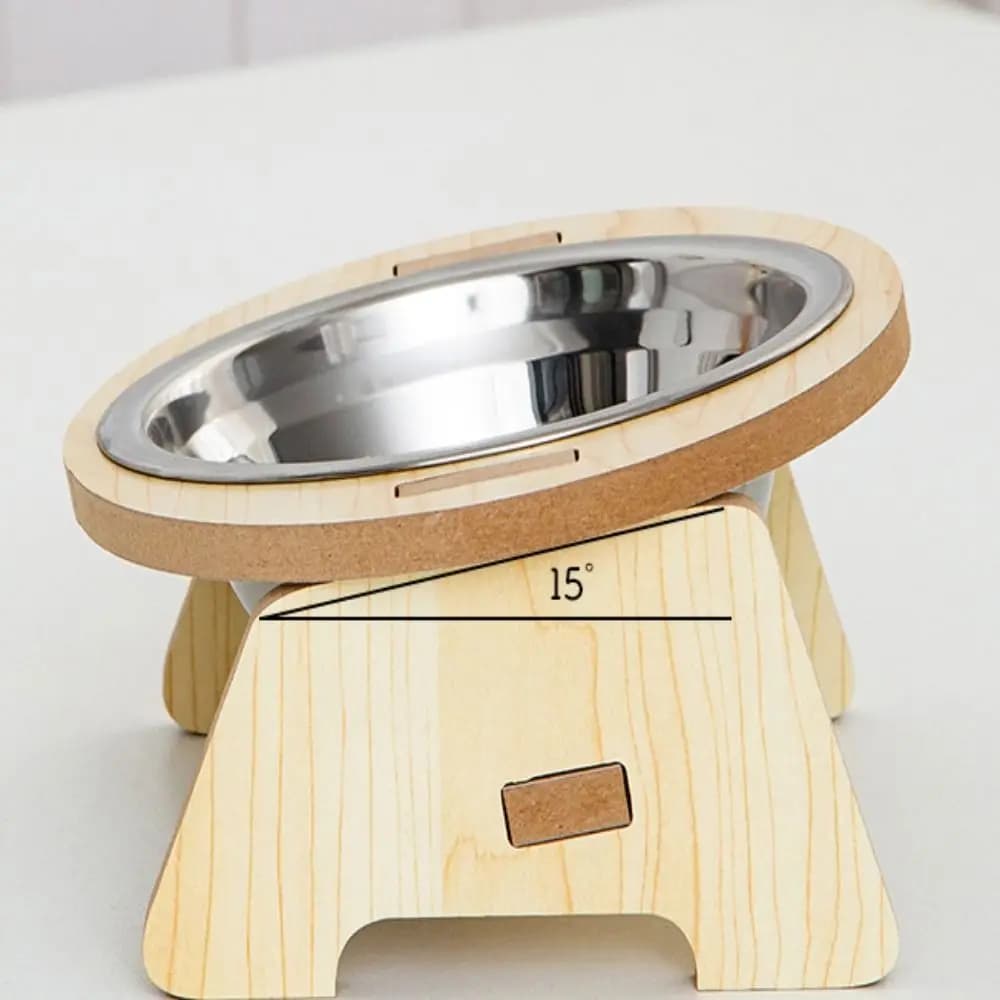 Durable with support Pet Bowl Food Bowl for Anti-slip Wooden Cats Portable Protect the cervical spine Food container for cats Supplies for pets