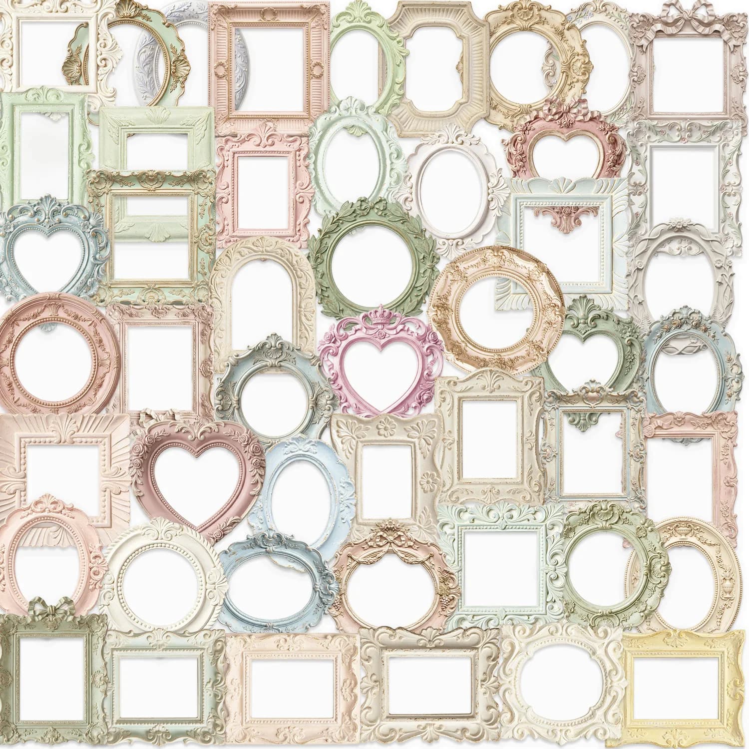 50Pcs/Set Vintage Picture Frame Stickers, Aesthetic Pastel PET Frames, Frame Decals for Journal Planner DIY Photo Album Gift