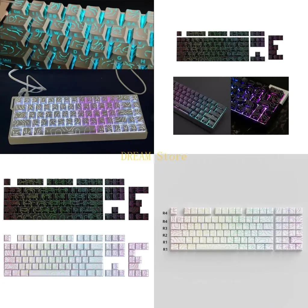 97 PBT keys engraved sideways sublimation caps original backlit cover for 61 64 68 75 84