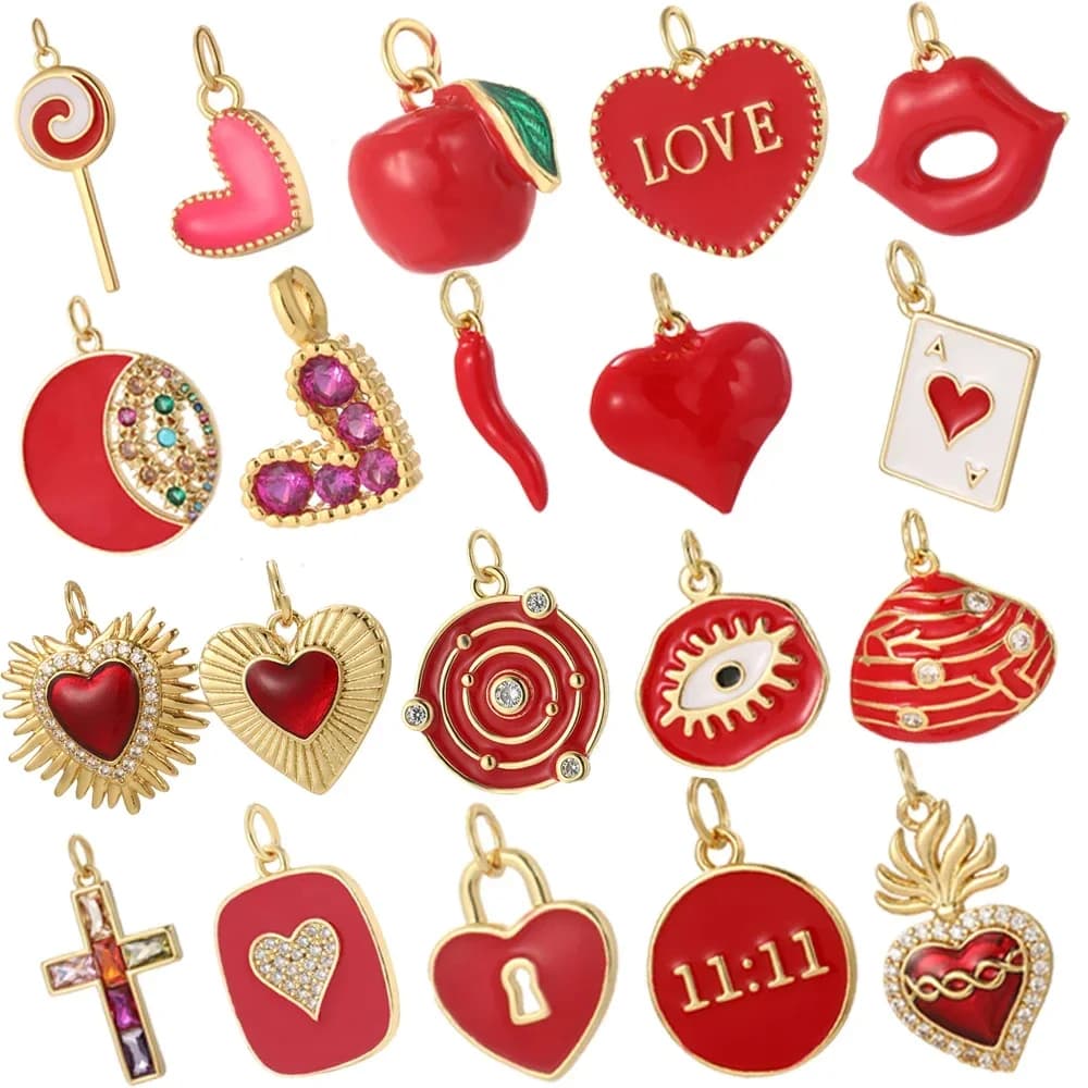10 pezzi di ciondoli a forma di cuore carino per la creazione di gioielli, forniture, carte dei tarocchi, ciondoli all'ingrosso, Dijes, orecchini da donna fai da te, collana, ciondolo braccialetto
