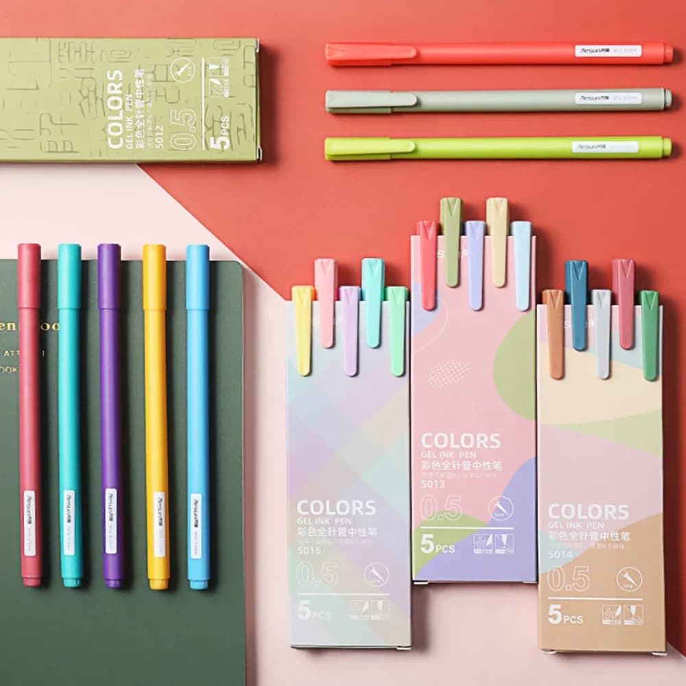 5 Pz/scatola Retro Kawaii Diverse Colori Penna Gel Set 0.5mm Punta Fine Penna A Sfera per Gli Studenti Scrivi sulla Cancelleria Scolastica