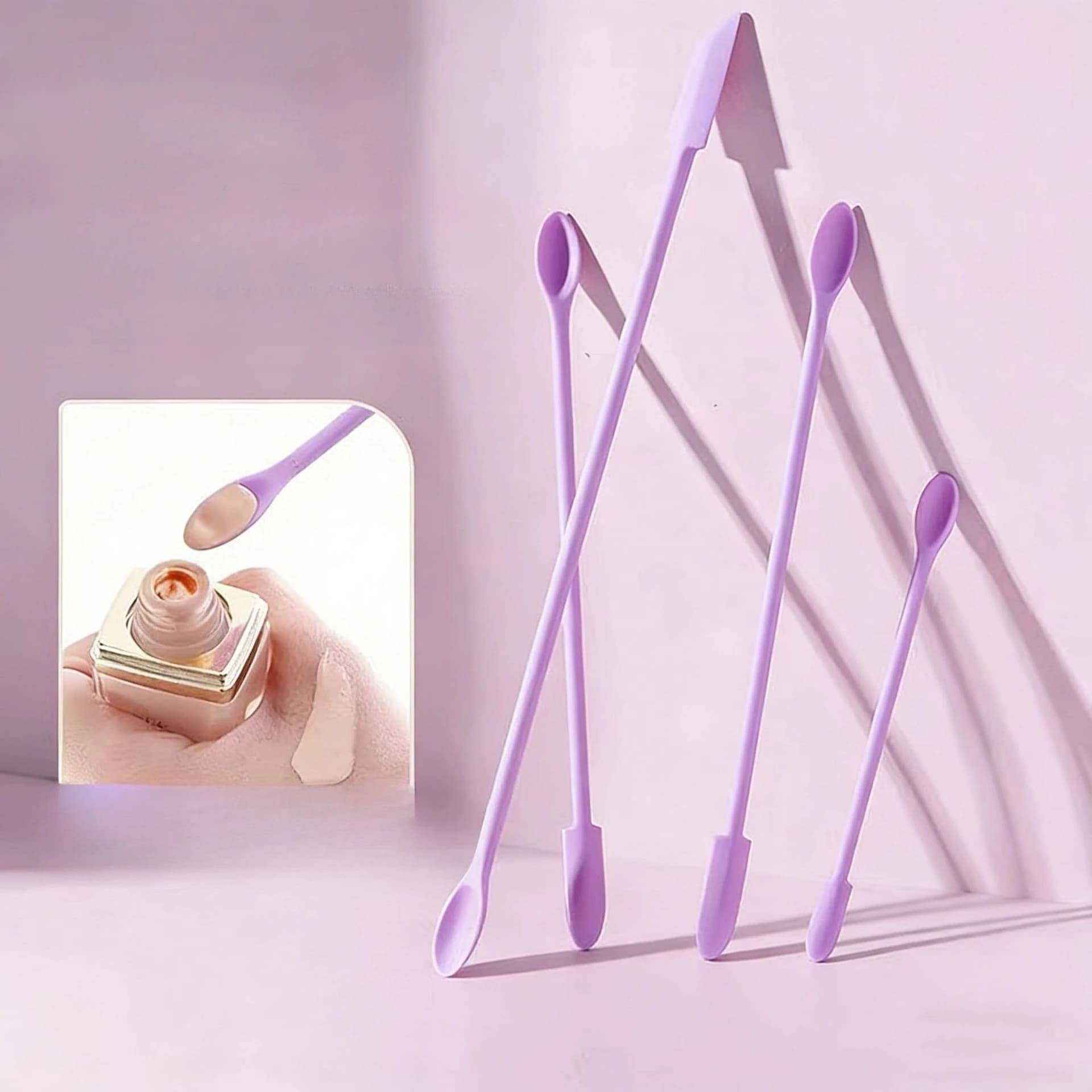 3 mini beauty scrapers, used for cosmetic makeup scrapers, to extract the last drop of lotion cream from bottles and narrow jars, small scrapers
