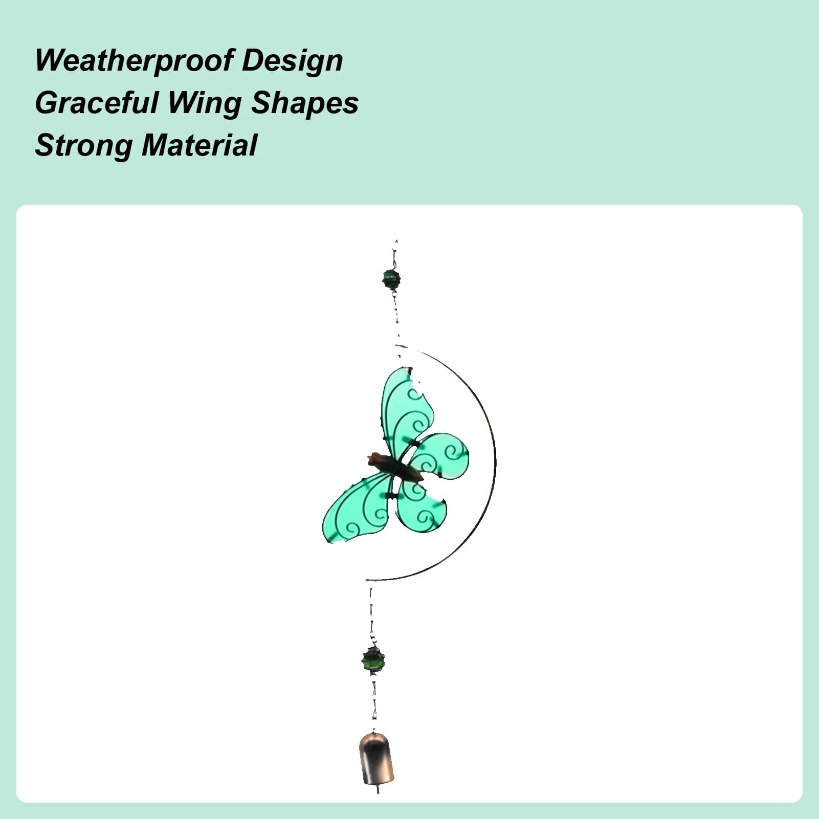 Butterfly Wind Chimes For Outside 2D Waterproof Dragonfly Glowing Decor Wind Chimes For Outside Solar Powered For Garden Yard