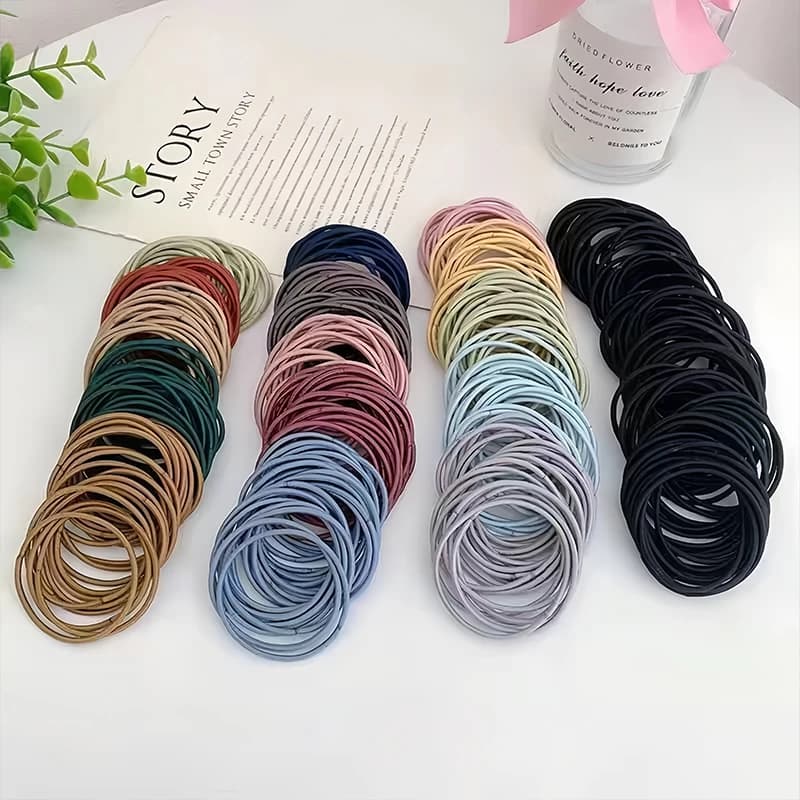 100 Pz/set Women 3.5 Base CENTIMETRI Nylon Elastic Hair Elastic Waxes Horsetail Hair Elastic Shoe Accessories for Hair Copricapi