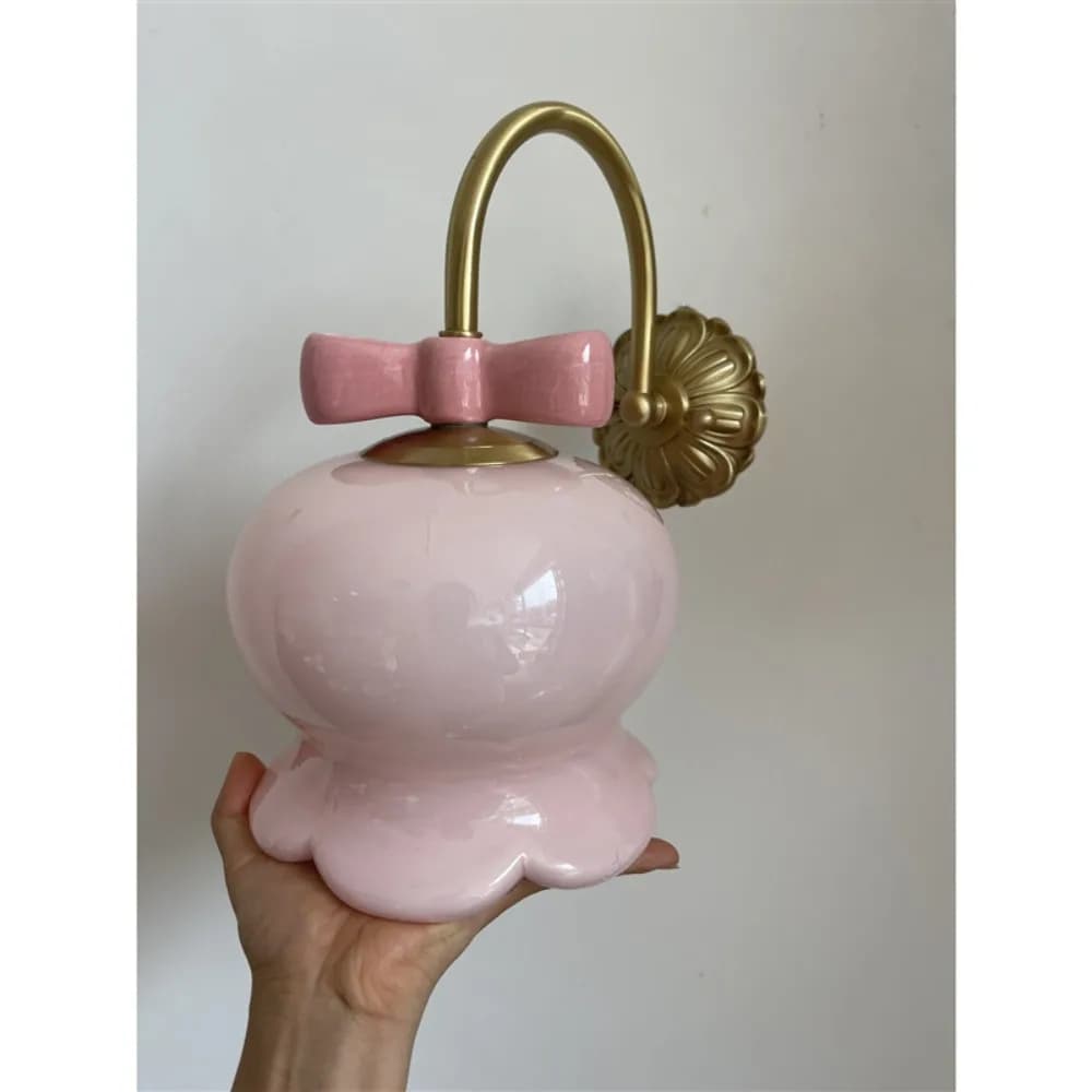 French Minimalist Bow, Butter Wind Chime, Orchid, Modern Glass Wall Lamp, Corridor, Hallway, Bedside, Bedroom