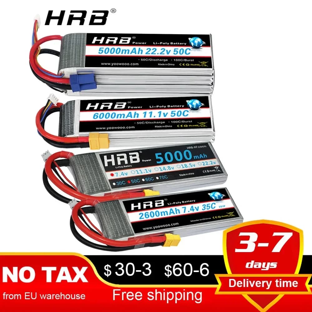 Batteria Lipo 3S 4S 6S RC 11.1v 2200mah 2600mah 3300mah 4000mah 5000mah 6000mah 7000mah XT60 Deans spina per elicottero auto