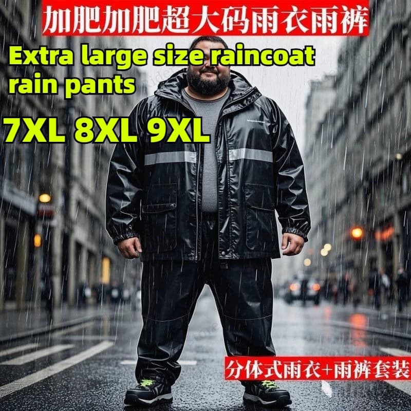Plus Size Rain Suit Separate Motorcycle Rain Jacket & Pants Heavy Duty Anti-storm Fishing Delivery Outdoor Riding