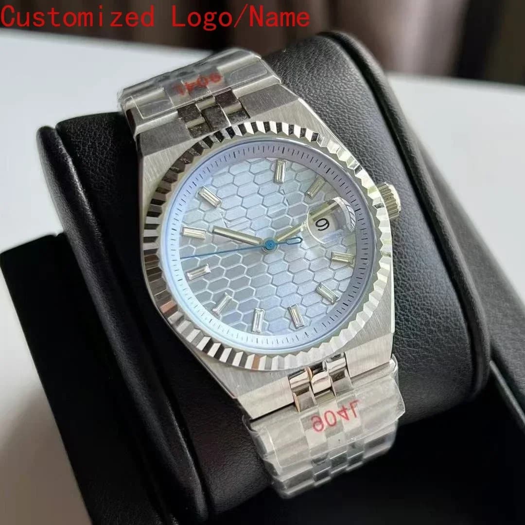 New Top Luxury Brand Automatic Mechanical Watch Men Womens Leather Square 904L Stainless Steel Watch Bezel calendar noctilucent