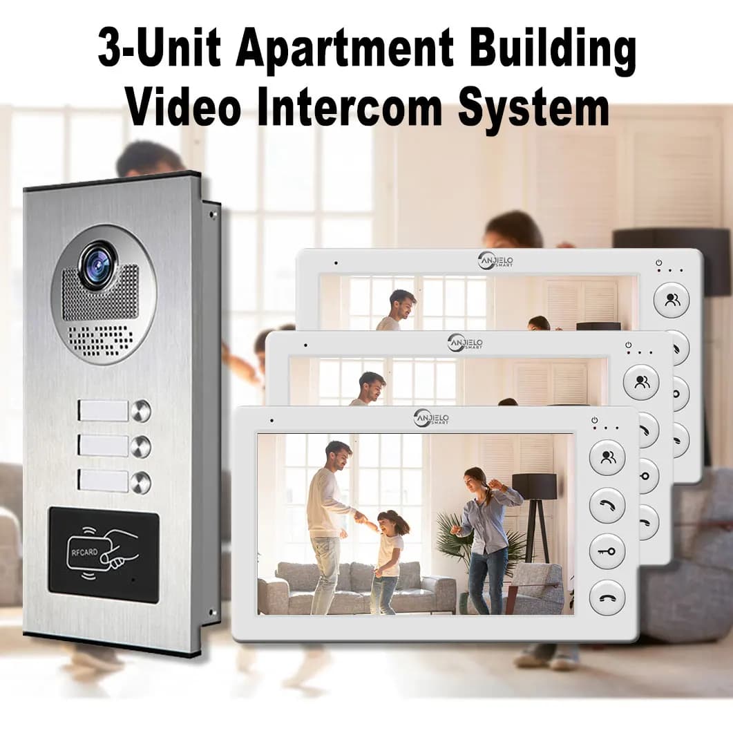Videocitofono domestico a 3 unità per appartamenti citofono residenziale campanello videocitofono con sblocco della scheda RFID