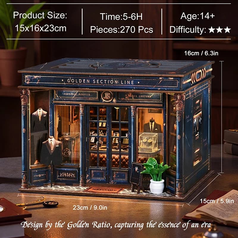 Nuovo Puzzle 3D in Legno Fai-da-Te a Proporzioni Dorate - Modellino da Assemblare, Decorazione per Libreria, Regalo Creativo per Appassionati di Architettura