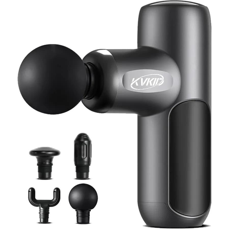Portable Rechargeable Mini Massager Gun with 4 Attachments for Deep Tissue Massage Ideal for Back and Body Sore Muscles Relief