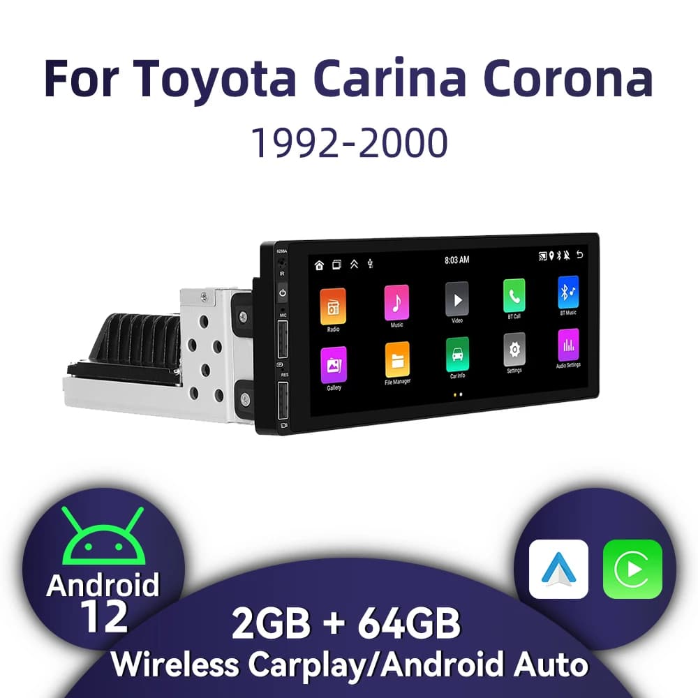 1 Din Android Radio for Toyota Carina Corona 1992-2000 Carplay Autoradio Android Auto 6.86" Stereo Car Multimedia Head Unit GPS